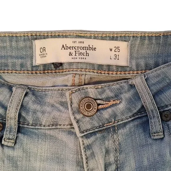 Abercrombie and Fitch Light Wash Distressed Super Skinny Jeans Size 0 - Picture 5 of 7